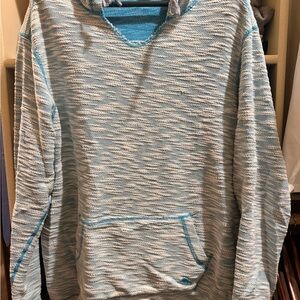 Tommy Bahama Blue-Green and White Striped Hoodie